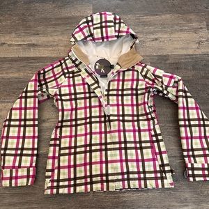 Womens Roxy pink plaid snow jacket size small